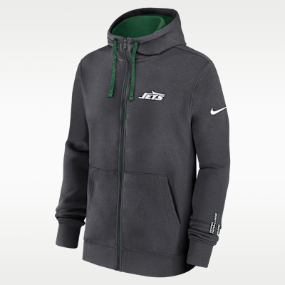 Sudadera con gorro Nike de la NFL de cierre completo para hombre New York Jets Playbook Page Club