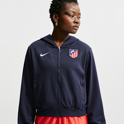 Nike Atlético Madrid Chill Terry Tam Boy Fermuarlı Nike Football Kadın Kapüşonlu Üstü
