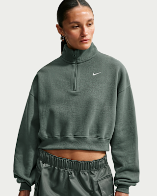 Женские Nike Studio Fleece Medium Weight Oversized 1/4-Zip Cropped Top
