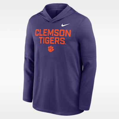 Playera de manga larga universitaria Nike Dri-FIT con gorro para hombre Clemson Sideline
