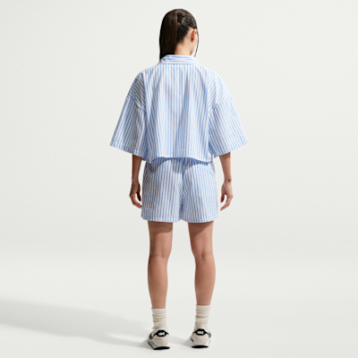 Nike Sportswear Chill Poplin Oversize Çizgili Kadın Üstü görsel 5