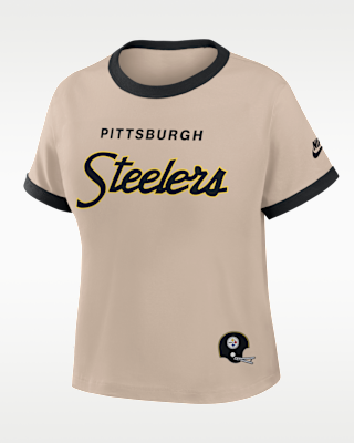 Женская футболка Pittsburgh Steelers Rewind Ringer Mod Nike NFL Cropped
