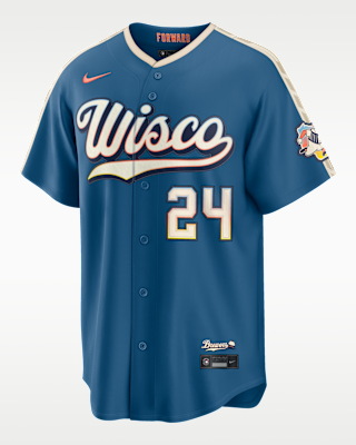 Мужские джерси William Contreras Milwaukee Brewers City Connect Nike MLB Stadium Jersey