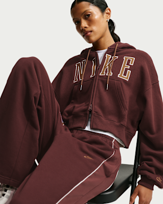 Женское худи Nike Studio Fleece Medium Weight Oversized Full-Zip Cropped Hoodie