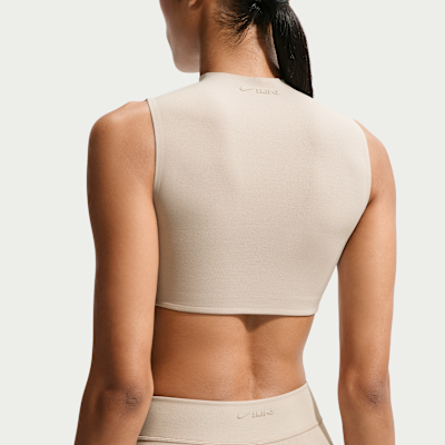 NikeSKIMS Studio Stretch Hafif Destekli Balıkçı Yaka Kadın Spor Sütyeni görsel 2