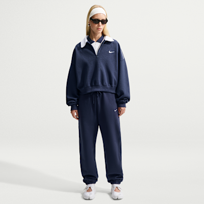 Nike Studio Fleece Orta Kalınlıkta Yüksek Belli Oversize Dar Paça Kadın Eşofman Altı