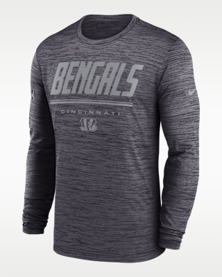 Мужская футболка Cincinnati Bengals Sideline Team Issue Velocity Nike Dri-FIT NFL Long-Sleeve