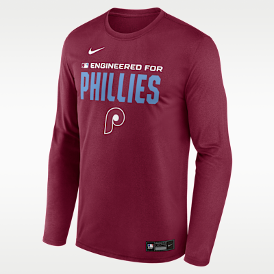 Playera de manga larga Nike Dri-FIT de la MLB para hombre Philadelphia Phillies Authentic Collection Team Issue