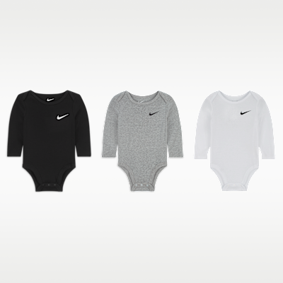 Nike Essentials Baby 3-Pack Long Sleeve Bodysuits