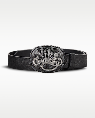 Женские  Nike Country Rhinestone Plaque Buckle Embossed Leather Belt