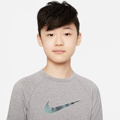Camiseta de natación Hydroguard de manga larga para niño talla grande Nike Heather
