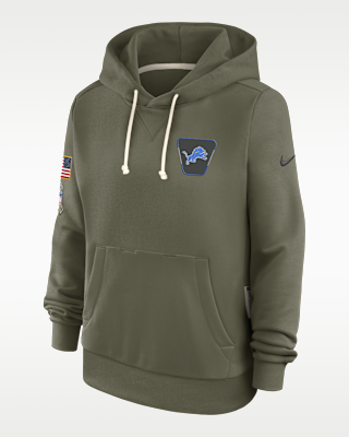 Женское худи Detroit Lions Salute to Service Sideline Nike Dri-FIT NFL Pullover Hoodie