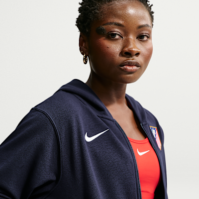 Nike Atlético Madrid Chill Terry Tam Boy Fermuarlı Nike Football Kadın Kapüşonlu Üstü görsel 3