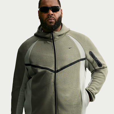 Nike Tech Renk Bloklu Tam Boy Fermuarlı Fleece Windrunner Erkek Ceketi görsel 6