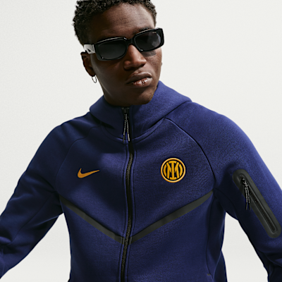 Nike Inter Milan Tech Fleece Windrunner Nike Tam Boy Fermuarlı Erkek Kapüşonlu Futbol Üstü