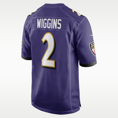 Jersey de fútbol americano Nike de la NFL Game para hombre Nate Wiggins Baltimore Ravens
