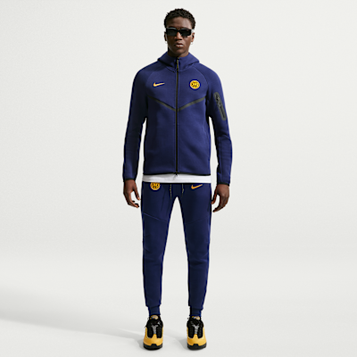 Nike Inter Milan Tech Fleece Windrunner Nike Tam Boy Fermuarlı Erkek Kapüşonlu Futbol Üstü görsel 4