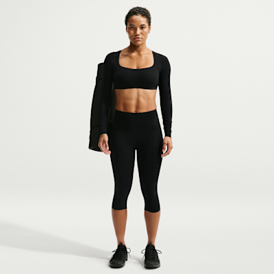 Nike Zenvy Hafif Destekli Dolgulu Uzun Kollu Kadın Spor Sütyeni görsel 4