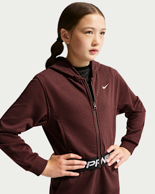 Детское худи Nike Pro Fleece Big Kids' (Girls') Dri-FIT Full-Zip Hoodie