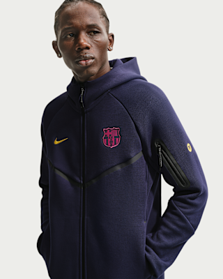 Мужское худи FC Barcelona Tech Fleece Windrunner Nike Soccer Full-Zip Hoodie для бега