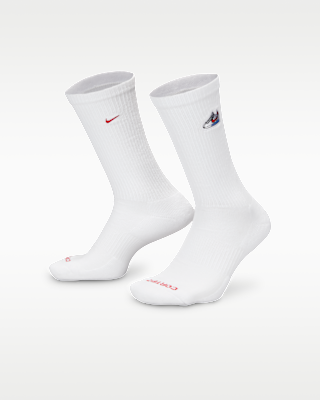 white nike crew socks with grey swoosh