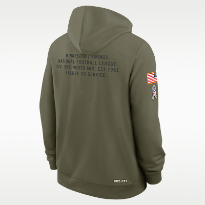 Sudadera con gorro sin cierre Nike Dri-FIT de la NFL para hombre Minnesota Vikings Salute to Service Sideline Dominant Force