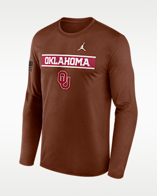 Мужская футболка Oklahoma 2026 Military Appreciation Legend Jordan Brand Dri-FIT College Long-Sleeve
