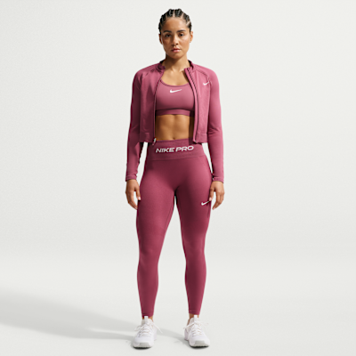 Nike Pro Seamless Dri-FIT Tam Boy Fermuarlı Kadın Üstü görsel 4