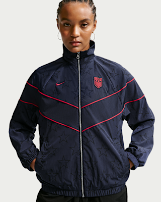 Женская куртка USMNT Windrunner Nike Soccer UV Woven для бега