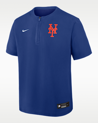 Мужские шорты New York Mets Authentic Collection Nike Dri-FIT MLB 1/4-Zip Short-Sleeve Windshirt