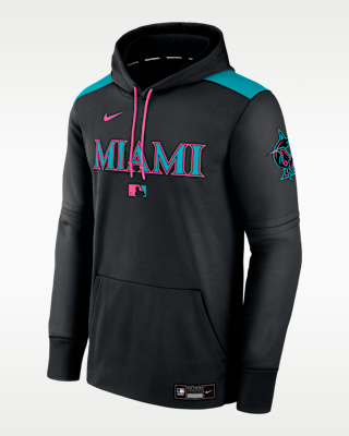 Мужское худи Miami Marlins Authentic Collection City Connect Nike Therma MLB Pullover Hoodie