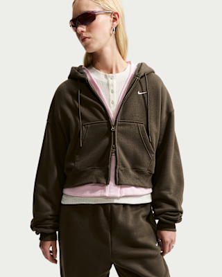 Женское худи Nike Studio Fleece Medium Weight Oversized Full-Zip Cropped Hoodie