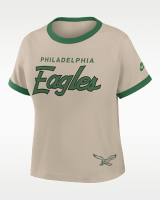 Женская футболка Philadelphia Eagles Rewind Ringer Mod Nike NFL Cropped