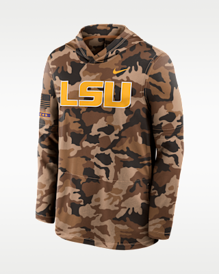 Мужские  LSU 2026 Military Appreciation Nike Dri-FIT College Long-Sleeve Hooded Top