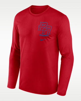 Мужская футболка Puerto Rico National Baseball Team 2026 World Baseball Classic 2-Hit Legend Nike Dri-FIT Long-Sleeve