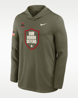 Мужские  Ohio State 2025 Military Appreciation Nike Dri-FIT College Long-Sleeve Hooded Top
