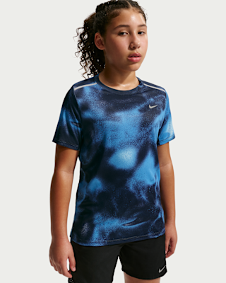 Детские шорты Nike Miler Kids' Dri-FIT Short-Sleeve Top для бега