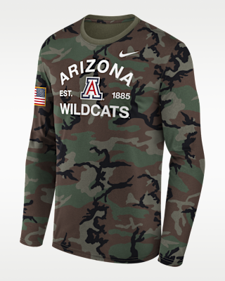 Мужская футболка Arizona 2025 Military Appreciation Legend Nike Dri-FIT College Long-Sleeve