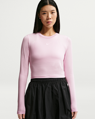 Женские  Nike Sportswear Chill Knit Slim Long-Sleeve Cropped Top