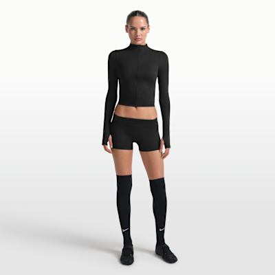 NikeSKIMS 매트 여성 하프집 모크넥 긴팔 탑