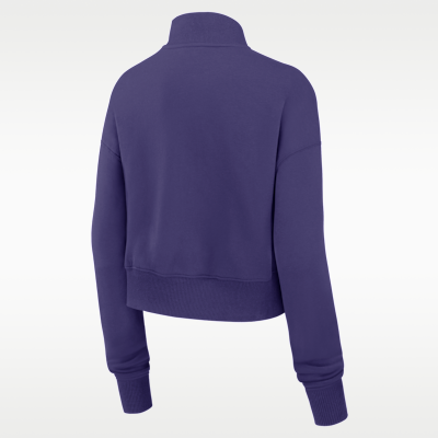 Sudadera de cuello redondo Nike de la NFL cropped de cierre de 1/4 para mujer Baltimore Ravens Phoenix