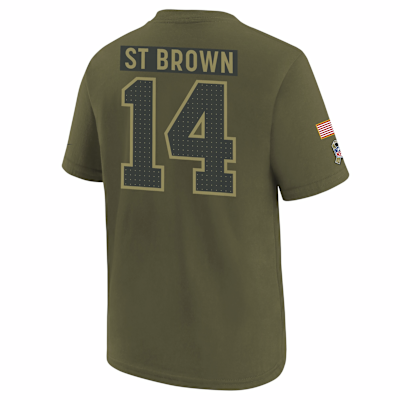 Amon-Ra St. Brown Detroit Lions Salute to Service Big Kids’ Nike NFL T-Shirt