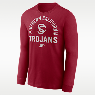 Playera de manga larga universitaria Nike para hombre USC Legacy Arched Logo