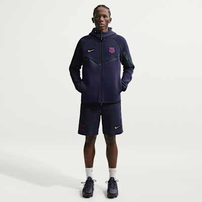 Nike FC Barcelona Tech Fleece Windrunner Nike Tam Boy Fermuarlı Erkek Kapüşonlu Futbol Üstü görsel 4