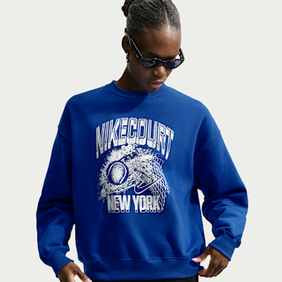 Nike Studio Fleece Orta Kalınlıkta Oversize Grafikli Kadın Crew Üst