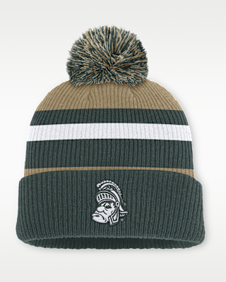 Женские  Michigan State Legacy Striped Nike College Cuffed Pom Beanie