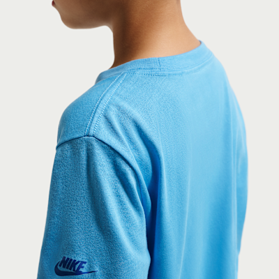 Conjunto de 2 piezas con shorts de French Terry holgados para niños talla pequeña Nike Sportswear In The Zone