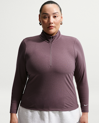 Женские тайтсы Nike Sportswear Chill Knit Tight Quarter-Zip Long-Sleeve Ribbed Top (Plus Size)