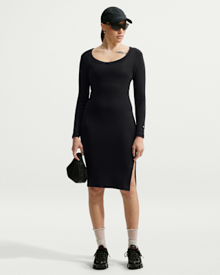 Женские тайтсы Nike Sportswear Chill Knit Tight Long-Sleeve Midi Mini-Rib Dress