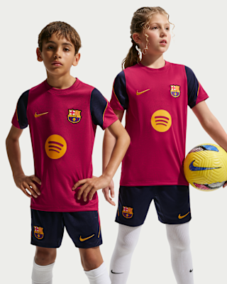 Детские шорты FC Barcelona Strike Big Kids' Nike Soccer Dri-FIT Short-Sleeve Top